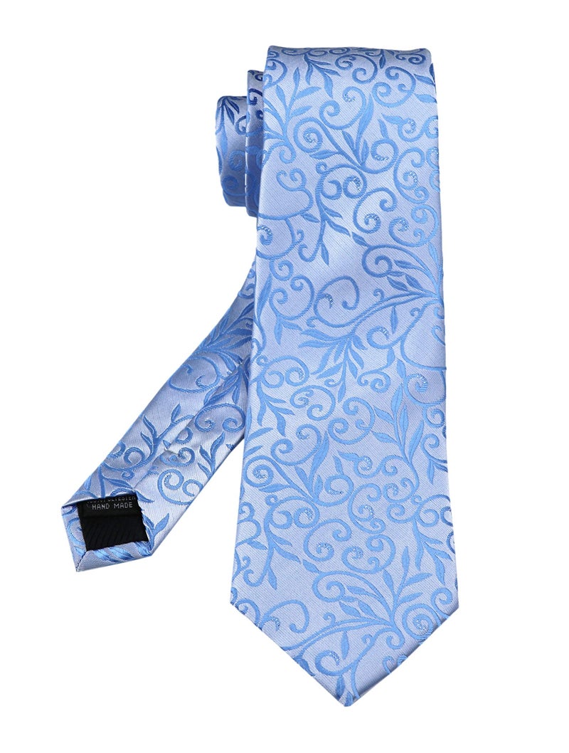 Ctskyte Mens Sky Blue Silver Ties Floral Fashion Woven Silk Party Formal Neckties Gifts - Image 3